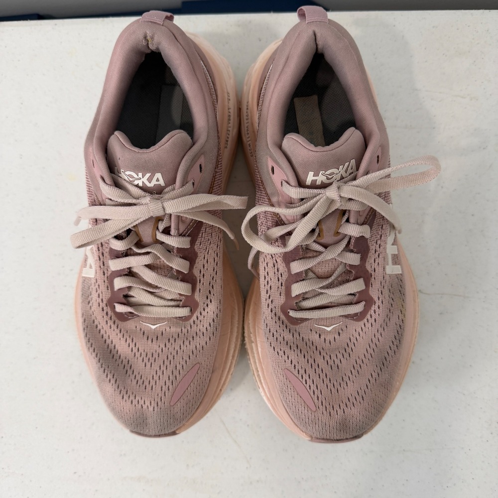 Hoka Bondi 8 Mauve Rose Gold Running Shoes Womens 5.5B 1127952 MPW